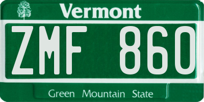 VT license plate ZMF860
