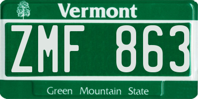 VT license plate ZMF863