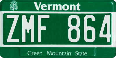 VT license plate ZMF864