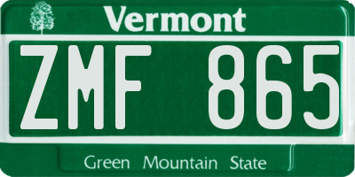 VT license plate ZMF865