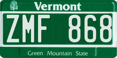 VT license plate ZMF868