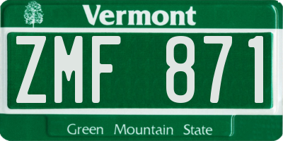 VT license plate ZMF871