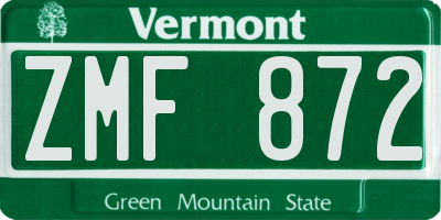 VT license plate ZMF872