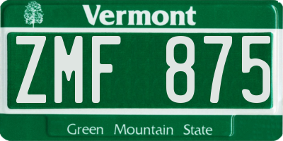 VT license plate ZMF875