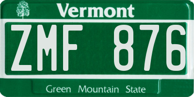 VT license plate ZMF876