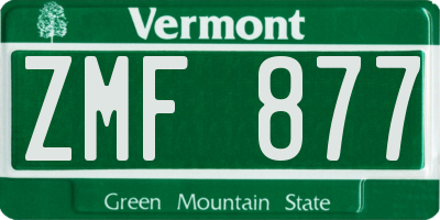 VT license plate ZMF877