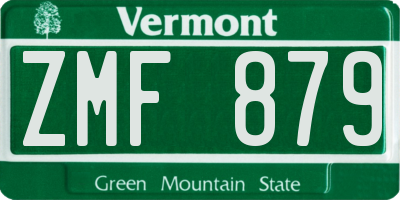 VT license plate ZMF879