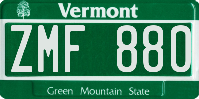 VT license plate ZMF880