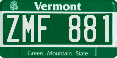 VT license plate ZMF881