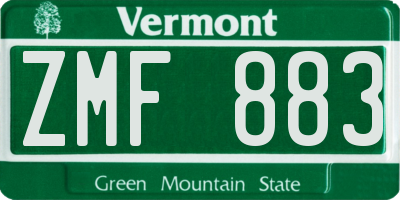 VT license plate ZMF883