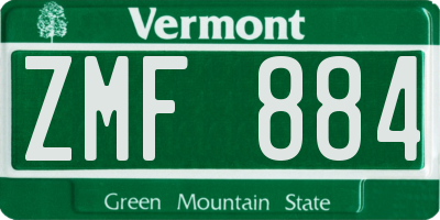 VT license plate ZMF884