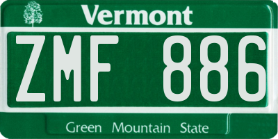 VT license plate ZMF886