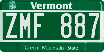 VT license plate ZMF887