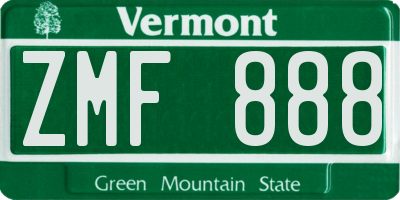VT license plate ZMF888