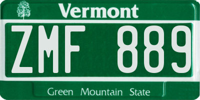 VT license plate ZMF889