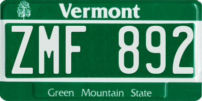VT license plate ZMF892