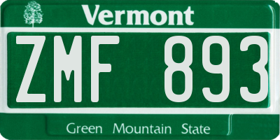 VT license plate ZMF893