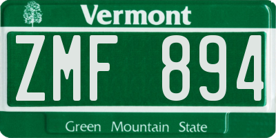 VT license plate ZMF894