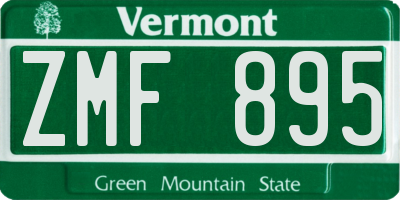 VT license plate ZMF895