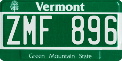 VT license plate ZMF896