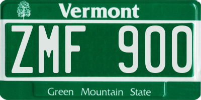 VT license plate ZMF900
