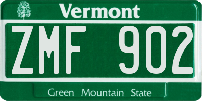 VT license plate ZMF902