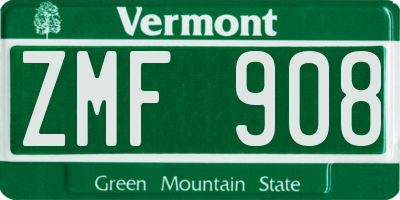 VT license plate ZMF908