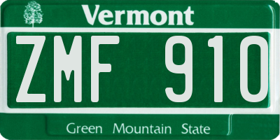 VT license plate ZMF910