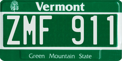 VT license plate ZMF911