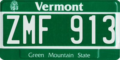 VT license plate ZMF913