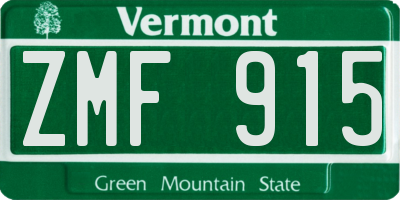 VT license plate ZMF915
