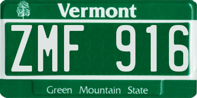 VT license plate ZMF916