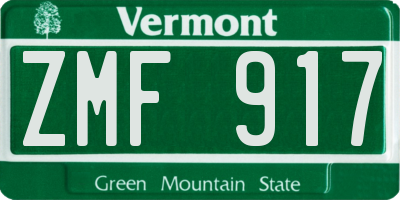 VT license plate ZMF917