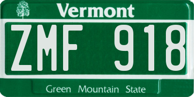 VT license plate ZMF918