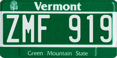 VT license plate ZMF919