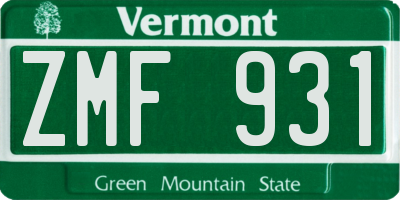VT license plate ZMF931