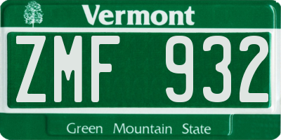 VT license plate ZMF932
