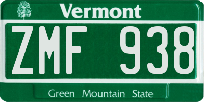 VT license plate ZMF938