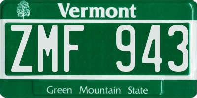 VT license plate ZMF943