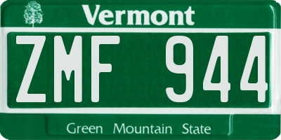 VT license plate ZMF944