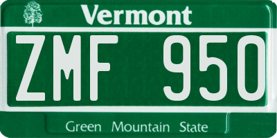 VT license plate ZMF950