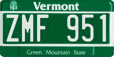 VT license plate ZMF951