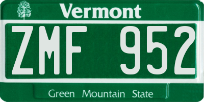 VT license plate ZMF952