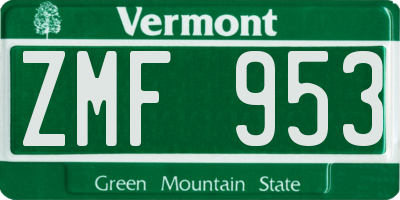 VT license plate ZMF953