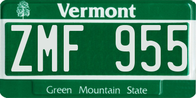 VT license plate ZMF955