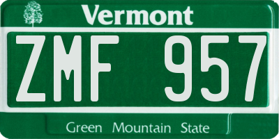 VT license plate ZMF957