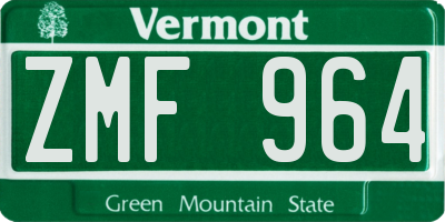 VT license plate ZMF964