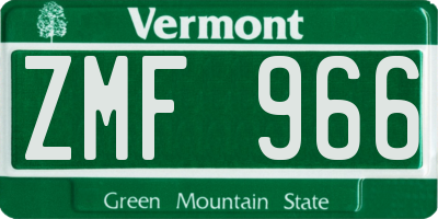 VT license plate ZMF966