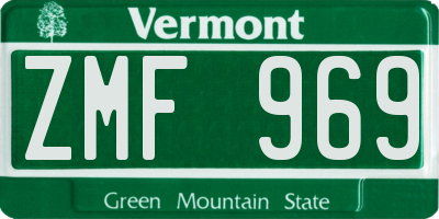 VT license plate ZMF969