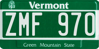 VT license plate ZMF970